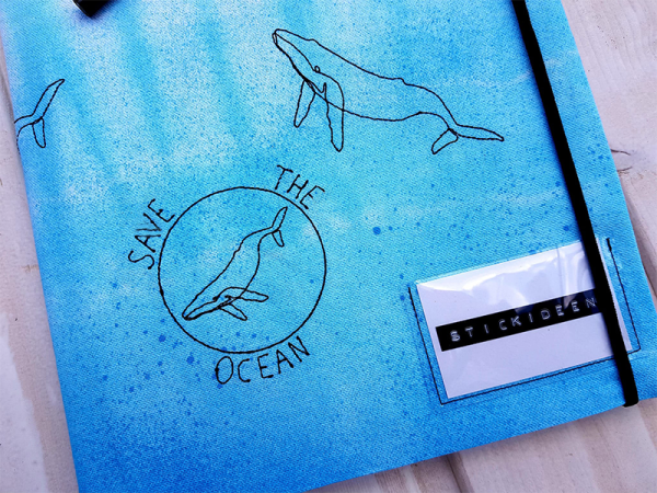 Save The Ocean - redwork Stickdatei